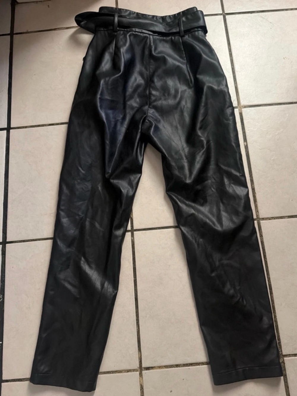 Love, Bonito Black Vegan Leather Paperbag Waist Pants